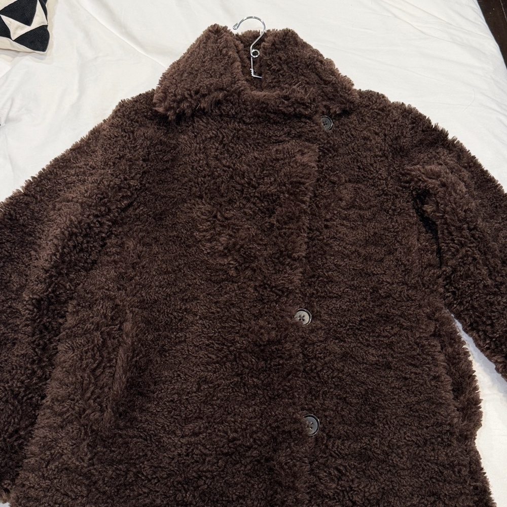 Banana Republic 🐻Teddy Coat Dark Brown Small EUC❤️ - Picture 14 of 16